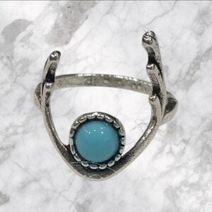 NATURAL TURQUOISE BEZEL SET NEW SIZE 7 QUALITY TITANIUM SILVER RING